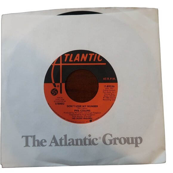 Phil Collins 45 RPM Vinyl Record "Don't Lose My Number" / "We Said Hello Goodbye - Picture 1 of 4